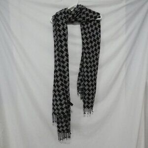 H&M | OS - one size | Sheer Black and Grey Houndstooth Scarf | Fringe Ends